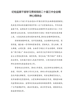 纪检监察干部学习贯彻党的二十届三中全会精神心得体会.docx