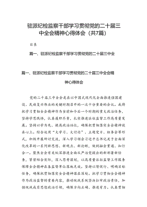 驻派纪检监察干部学习贯彻党的二十届三中全会精神心得体会7篇（精选版）.docx