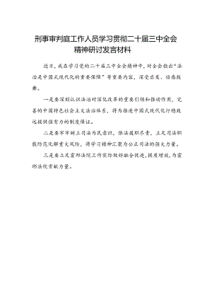 刑事审判庭工作人员学习贯彻二十届三中全会精神研讨发言材料.docx