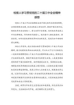 检察人学习贯彻党的二十届三中全会精神感想.docx