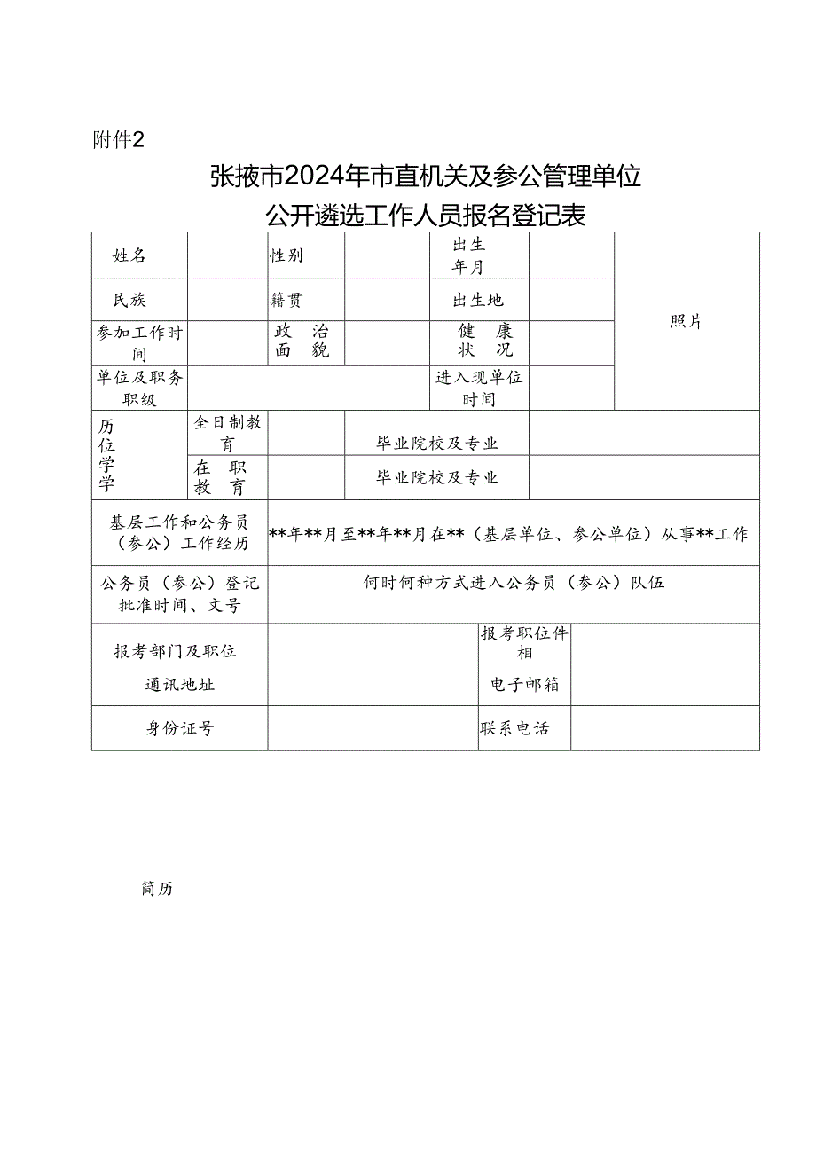 省委组织部机关公开遴选工作人员报名报名表.docx_第1页