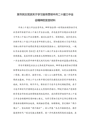 市民主党派关于学习宣传贯彻中共二十届三中全会精神的发言材料.docx