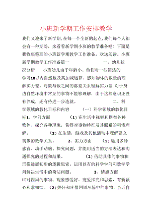 小班新学期工作计划教学.docx