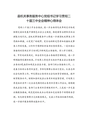 县机关事务服务中心党组书记学习贯彻二十届三中全会精神心得体会.docx