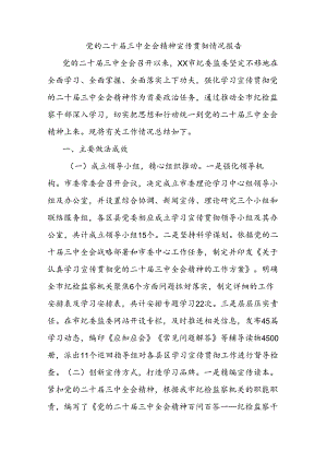 党的二十届三中全会精神宣传贯彻情况报告.docx