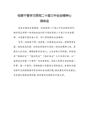 检察干警学习贯彻二十届三中全会精神心得体会.docx