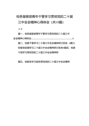 （10篇）检务督察部青年干警学习贯彻党的二十届三中全会精神心得体会（详细版）.docx
