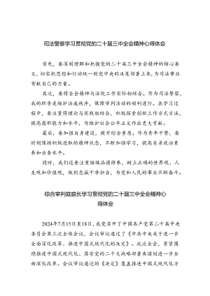 司法警察学习贯彻党的二十届三中全会精神心得体会 （汇编8份）.docx