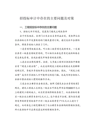 招投标审计中存在的主要问题及对策.docx