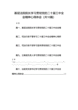 （10篇）基层法院院长学习贯彻党的二十届三中全会精神心得体会（详细版）.docx