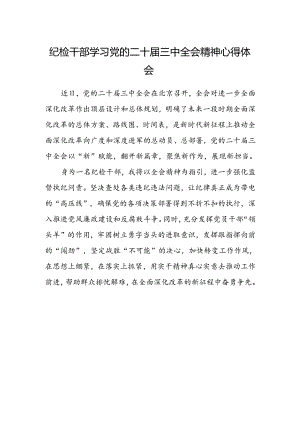 纪检干部学习党的二十届三中全会精神心得体会.docx