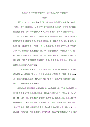 社会工作部长学习贯彻党的二十届三中全会精神研讨发言材料范文.docx