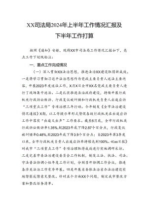 司法局2024年上半年工作情况汇报及下半年工作打算.docx
