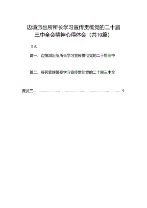 （10篇）边境派出所所长学习宣传贯彻党的二十届三中全会精神心得体会范文.docx