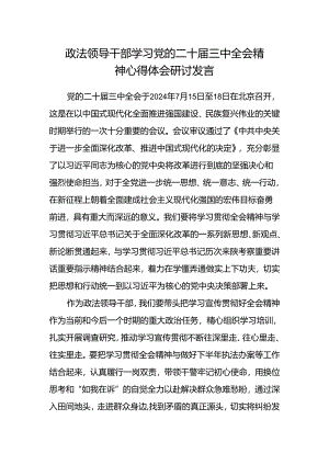 政法领导干部学习党的二十届三中全会精神心得体会研讨发言.docx