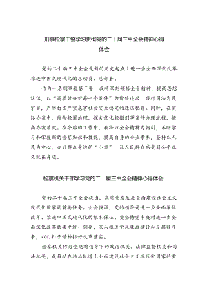刑事检察干警学习贯彻党的二十届三中全会精神心得体会5篇（详细版）.docx