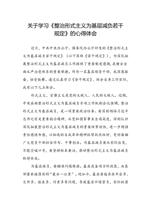 整治形式主义为基层减负若干规定学习感悟交流发言稿.docx