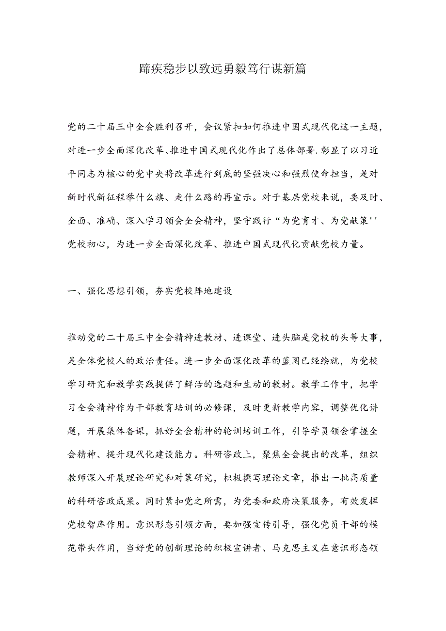 蹄疾稳步以致远勇毅笃行谋新篇.docx_第1页