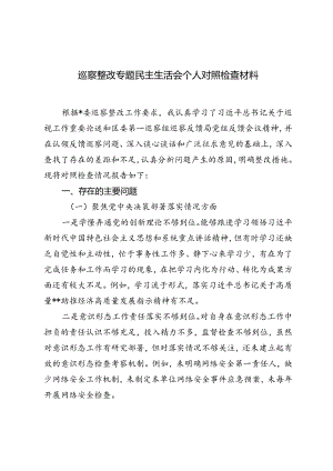 2024年巡察整改专题民主生活会个人对照检查材料3篇.docx