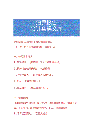 财税实操-农田水利工程公司清算报告.docx