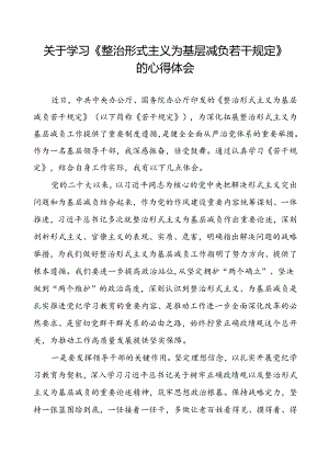 学习贯彻整治形式主义为基层减负若干规定的心得体会.docx