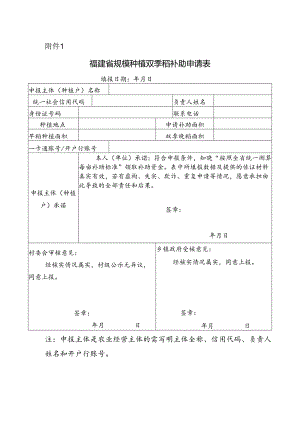 福建省规模种植双季稻补助申请表.docx