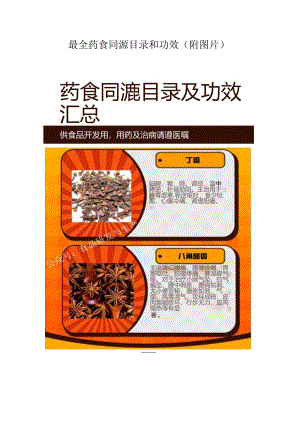 最全药食同源目录和功效（附图片）.docx