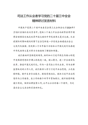 司法工作从业者学习党的二十届三中全会精神研讨发言材料.docx