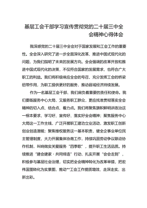 基层工会干部学习宣传贯彻党的二十届三中全会精神心得体会.docx