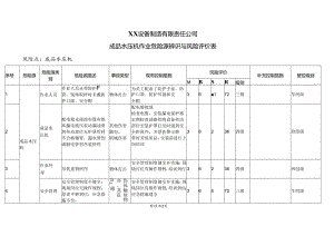 XX设备制造有限责任公司成品水压机作业危险源辨识与风险评价表（2024年）.docx