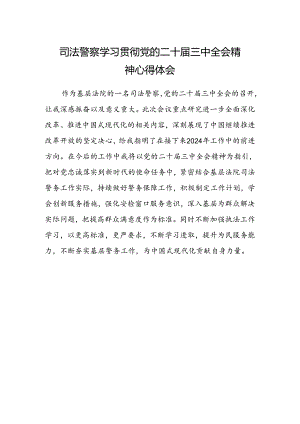 司法警察学习贯彻党的二十届三中全会精神心得体会.docx