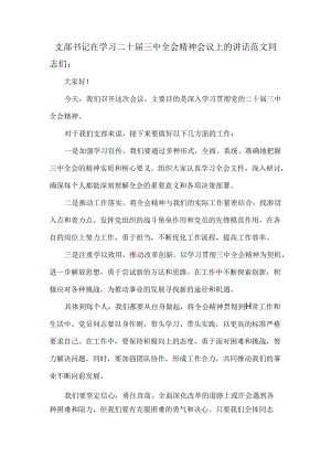 支部书记在学习二十届三中全会精神会议上的讲话范文.docx