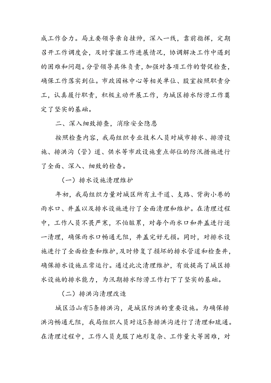 2024年城区排水防涝汛前工作自查情况报告.docx_第2页