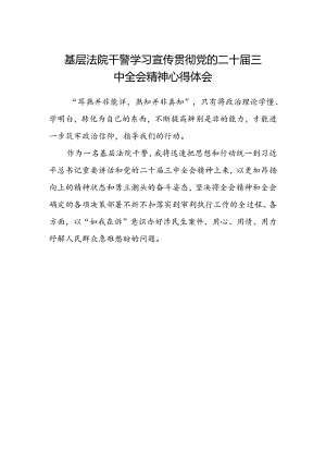 基层法院干警学习宣传贯彻党的二十届三中全会精神心得体会.docx