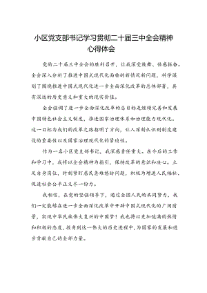 小区党支部书记学习贯彻二十届三中全会精神心得体会.docx