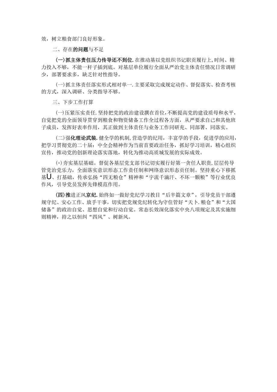 “一把手”2024年以来履行全面从严治党主体责任情况报告.docx_第2页