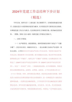 2024年党建工作总结和下步计划（精选）.docx