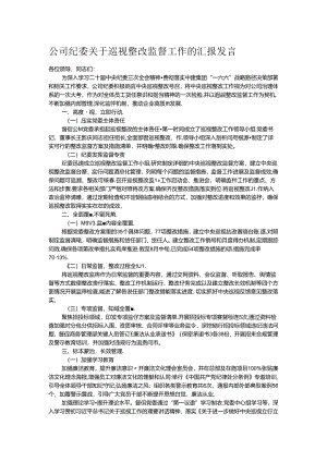 公司纪委关于巡视整改监督工作的汇报发言.docx