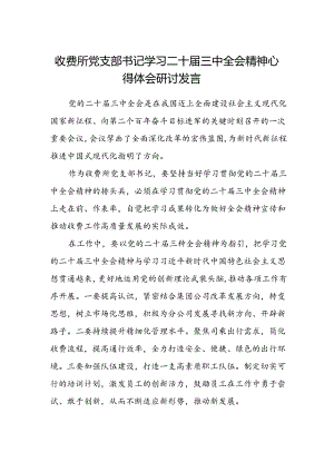 收费所党支部书学习二十届三中全会精神心得体会研讨发言.docx