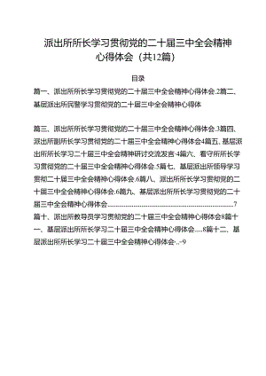 派出所所长学习贯彻党的二十届三中全会精神心得体会样例12篇（详细版）.docx