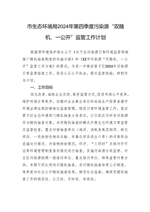 市生态环境局2024年第四季度污染源“双随机、一公开”监管工作计划(20241008).docx
