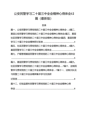 公安民警学习二十届三中全会精神心得体会12篇（最新版）.docx