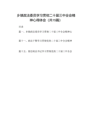 （15篇）乡镇政法委员学习贯彻二十届三中全会精神心得体会（详细版）.docx