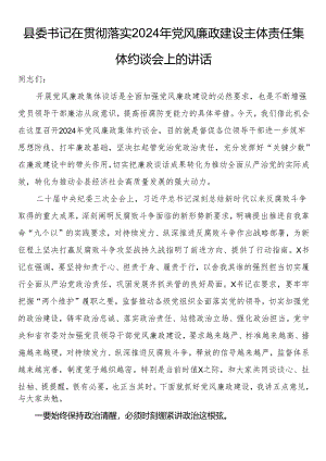 县委书记在贯彻落实2024年党风廉政建设主体责任集体约谈会上的讲话.docx