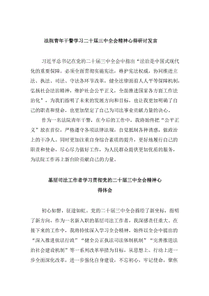 法院青年干警学习二十届三中全会精神心得研讨发言8篇（最新版）.docx