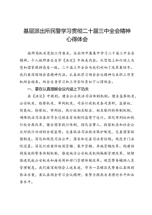 基层派出所民警学习贯彻二十届三中全会精神心得体会.docx