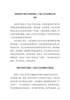 基层检察干警学习贯彻党的二十届三中全会精神心得体会8篇（最新版）.docx