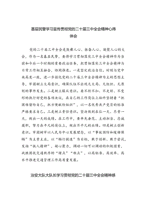 （9篇）基层民警学习宣传贯彻党的二十届三中全会精神心得体会集合.docx