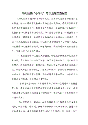 幼儿园去“小学化”专项治理自查报告.docx