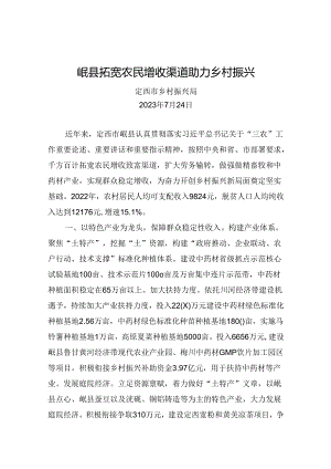 岷县拓宽农民增收渠道助力乡村振兴.docx